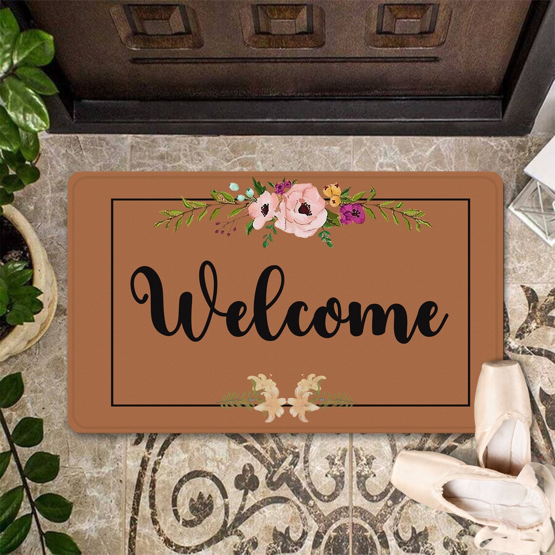 Flower Door Mat Floral Mat Colorful Flower Etsy