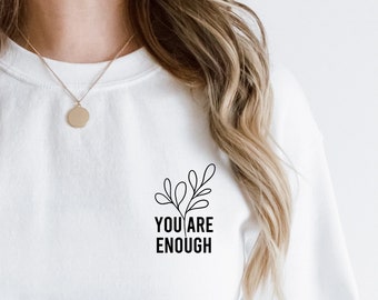 Inspirational Positive T-Shirts, Baseball T's & Long Sleeves, Personalized Gift, Gift Boxes, You are Enough Design, Plant, Custom Message