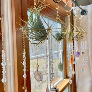 Suncatcher for Window Wire Wrapped Crystal, Rainbow Teardrop Crystals, Air Plant Hanging Decor, Gift Box, Gifts for Her or Him, Raw Crystals image 4