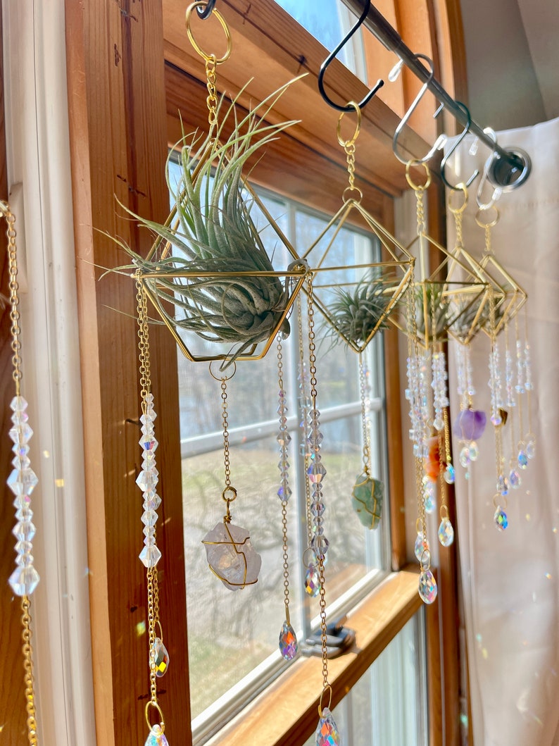 Suncatcher for Window Wire Wrapped Crystal, Rainbow Teardrop Crystals, Air Plant Hanging Decor, Gift Box, Gifts for Her or Him, Raw Crystals image 4