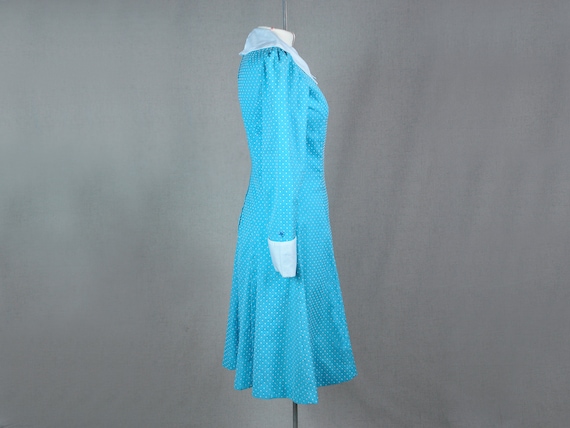 Amazing 70's vintage blue polka dog dress, size M