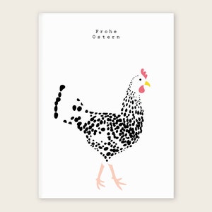 Oster-Karte mit Henne, Text: "Frohe Ostern", Klappkarte samt hochwertigem Briefumschlag