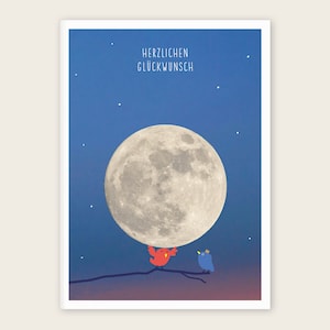 Klappkarte "Den Mond zum Geburtstag" mit Briefumschlag
