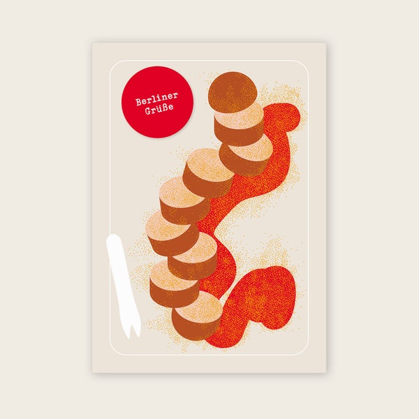 Postkarte "Berlin" mit Currywurst Motiv