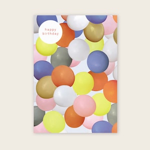 Postkarte &quot;Happy Birthday&quot; mit Ballons, Luftballons zum Geburtstag