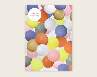 Postkarte "Happy Birthday" mit Ballons, Luftballons zum Geburtstag