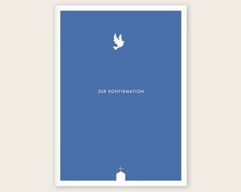 Glückwunschkarte zur Konfirmation mit Taube, Text: "Zur Konfirmation" samt hochwertigem Briefumschlag
