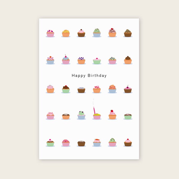 Postkarte "Cupcakes – Happy Birthday"