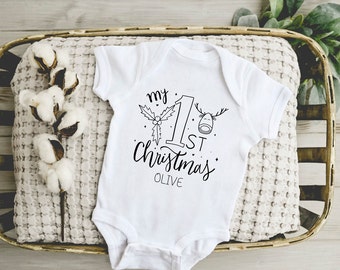 1st Christmas personalised baby vest, baby announcement, great gift for a newborn, christmas gift personalised baby items, baby clothing