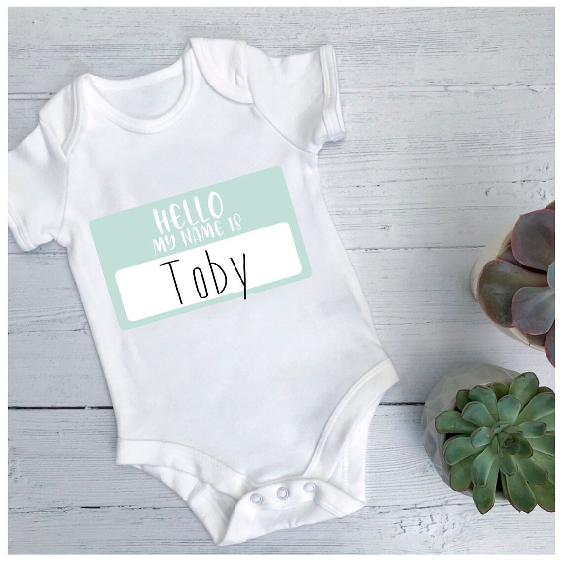 Baby Name Tag, Personalised Baby Unisex Vest, Great Gift for a New Baby