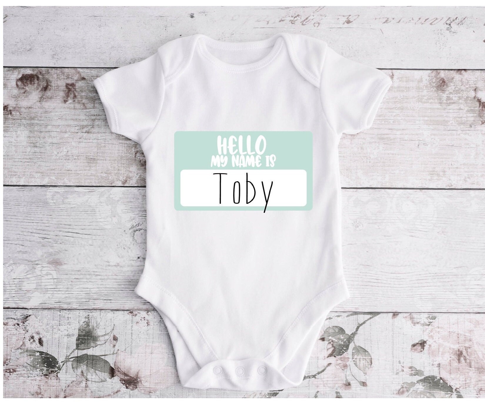 Baby Name Tag, Personalised Baby Unisex Vest, Great Gift for a New Baby