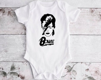 David Bowie Unisex Weste, Baby grow, Onesie, Tolles Geschenk für ein neues Baby oder Baby Shower, Babykleidung, personalisiertes Babystück, Musik, Indie