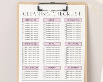 Airbnb Cleaning Checklist, Housekeeping Template for Vacation Rentals, Editable Cleaning Checklist, Airbnb Printable, Host Cleaning List