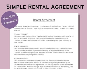 Rental Property Lease Agreement Template: Editable Residential Lease (Digital Download)