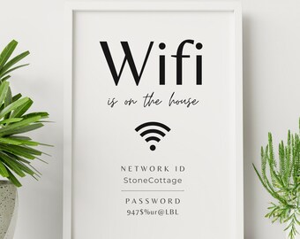Editable Wifi Password Sign Template: Airbnb, Vacation Rental (Digital Download)
