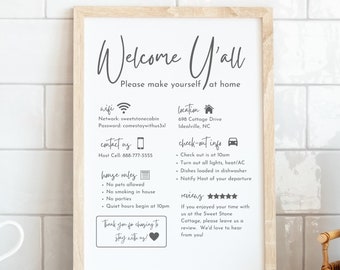 Airbnb Welcome Sign Template: Vacation Rental House Rules (Editable, Digital Download)
