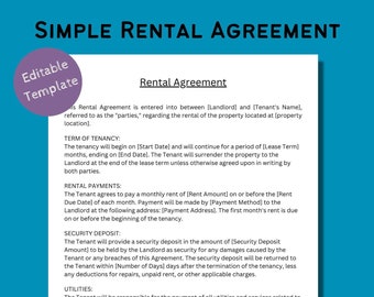 Rental Agreement Template: Residential Lease (Digital Download)