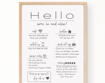 Airbnb Welcome Sign: House Rules, Wifi (Digital Download)