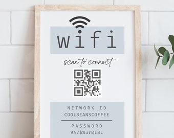 Editable Wifi QR Code Sign: Airbnb Guest Access (Digital Download)