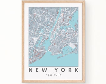 New York City Map Art Print: Modern Wall Decor (Digital Download)
