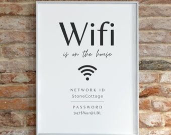 Editable Wifi Password Sign Template: Airbnb, Business (PDF)
