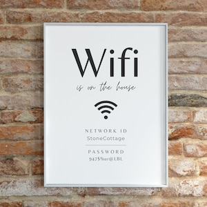 Wifi Password Sign, Printable Wifi PDF, Wifi Template, Airbnb Wifi Sign, Editable Wifi Print, Beach House Wifi, Free Wifi Sign, Wifi Frame