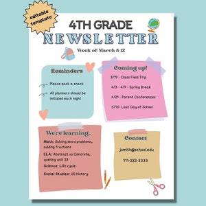 Boho Classroom Newsletter Template: Editable Teacher Handout (Digital Download)