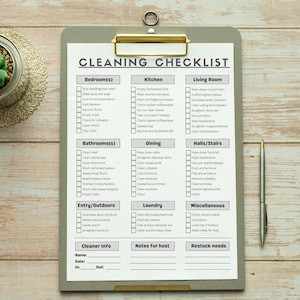 Editable Cleaning Checklist for Airbnb Hosts, Vacation Rental Cleaning ...