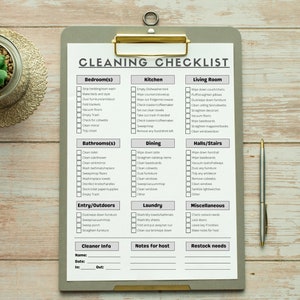 Editable Cleaning Checklist for Airbnb Hosts, Vacation Rental Cleaning ...