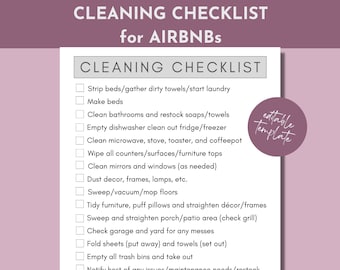 Cleaning Company Checklist, Vacation Rental Cleaning Template, Housekeeping Routine for Airbnb, Cleaning List Printable, Instant Download