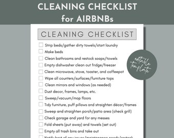Editable Cleaning List, Vacation Rental Cleaning Template, Cleaning Checklist for Airbnb, Housekeeping Routine, Cleaning List Printable, PDF