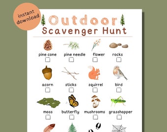 Nature Scavenger Hunt for Kids: Outdoor Birthday Activity (PDF)