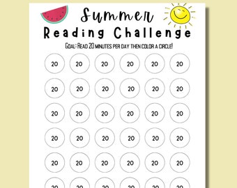 Summer Reading Challenge for Kids: 30 Minute Tracker (Digital Download)
