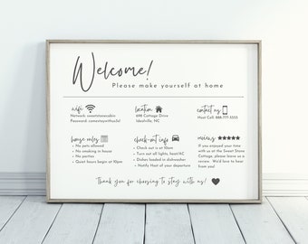 Airbnb Welcome Sign Template: Vacation Rental House Rules (Digital Download)