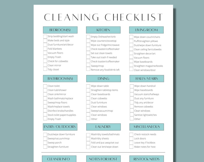 Cleaning Checklist in Spanish and English Plus Basic Cleaning Spanish