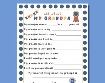 Grandpa Questionnaire Printable: Grandparent's Day Gift (PDF)