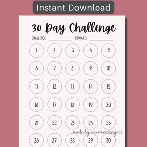 Seguimiento del reto de 30 días: Cuadro de objetivos minimalista (descarga digital)