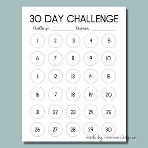 30 Day Challenge Tracker, New Habit Tracker, Printable Goal Challenge, Simple 30 Day Tracker, Minimalist Challenge, Goals Tracker, PDF