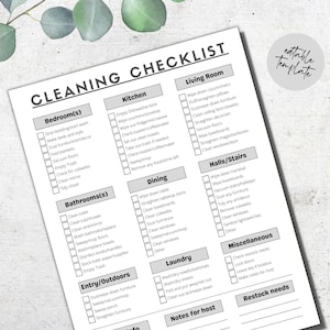 Editable Cleaning Checklist for Airbnb Hosts, Vacation Rental Cleaning Template, Housekeeper Routine for Rental Property, VRBO Cleaning List