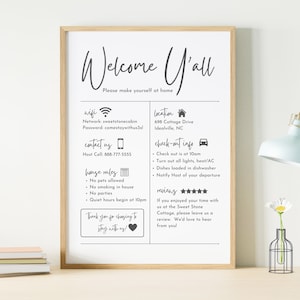 Airbnb Welcome Sign: Vacation Rental House Rules Template (Digital Download)