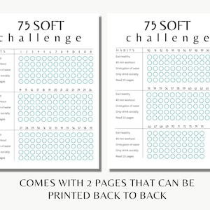 75 Soft Challenge Tracker, 75 Tracker, 75 Liste de contrôle Soft à imprimer, Défi perte de poids, Modèle de planificateur de remise en forme, Suivi des habitudes, Entraînement