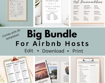 Airbnb Host Bundle: Welcome Book, Cleaning Checklist (Editable Templates - Digital Download)
