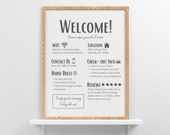 Plantilla de cartel de bienvenida de Airbnb: Normas de la casa de alquiler vacacional (descarga digital)
