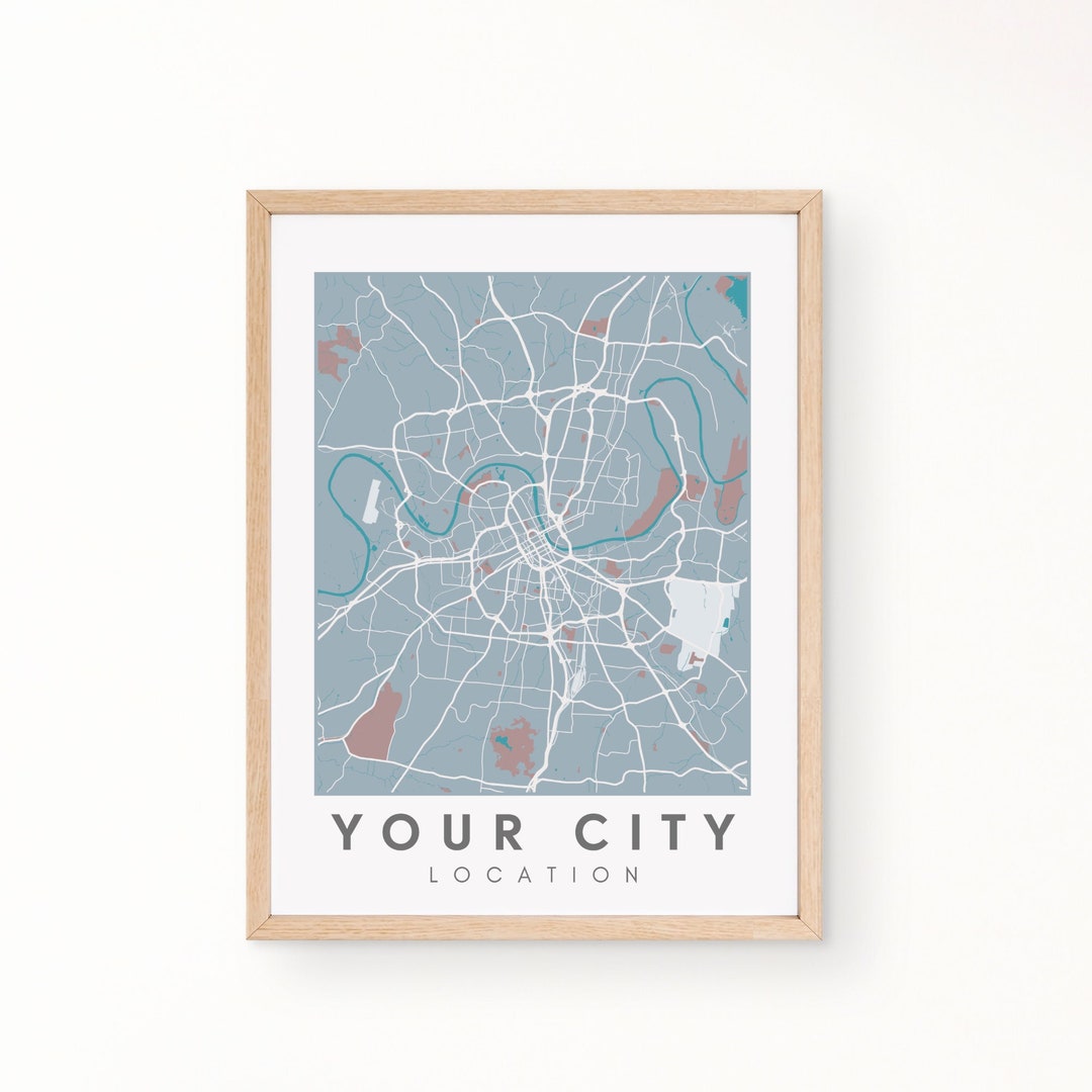 Personalized City Map Print: Custom Hometown Gift (digital Download) - Etsy