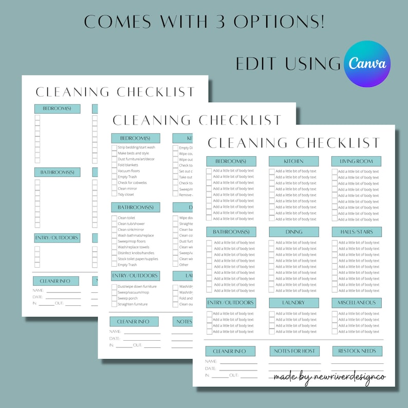 Editable Cleaning List Vacation Rental Cleaning Template - Etsy