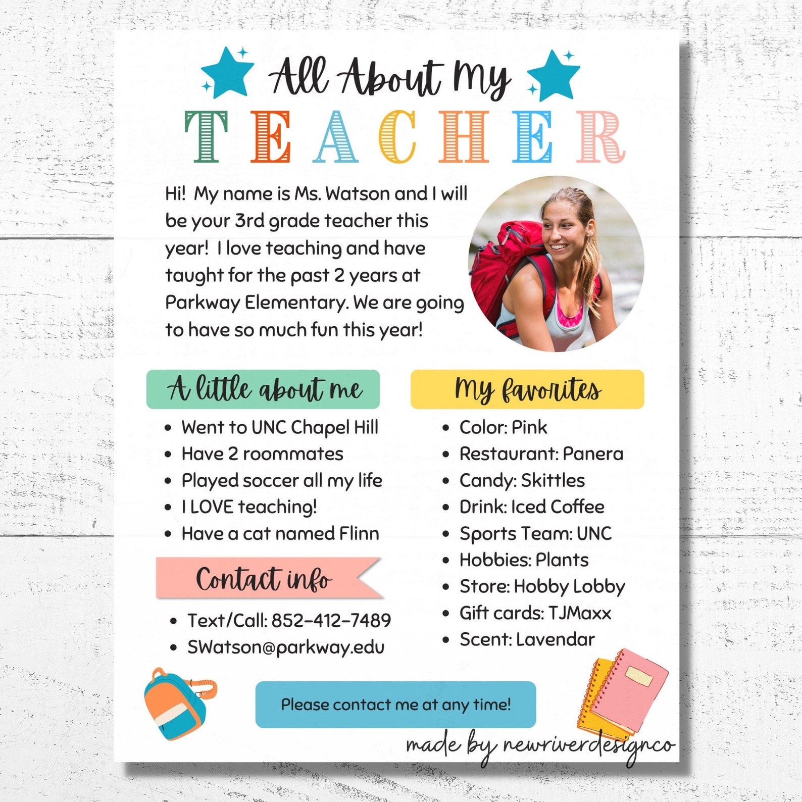 All About My Teacher Template Meet the Teacher Printable Get Etsy