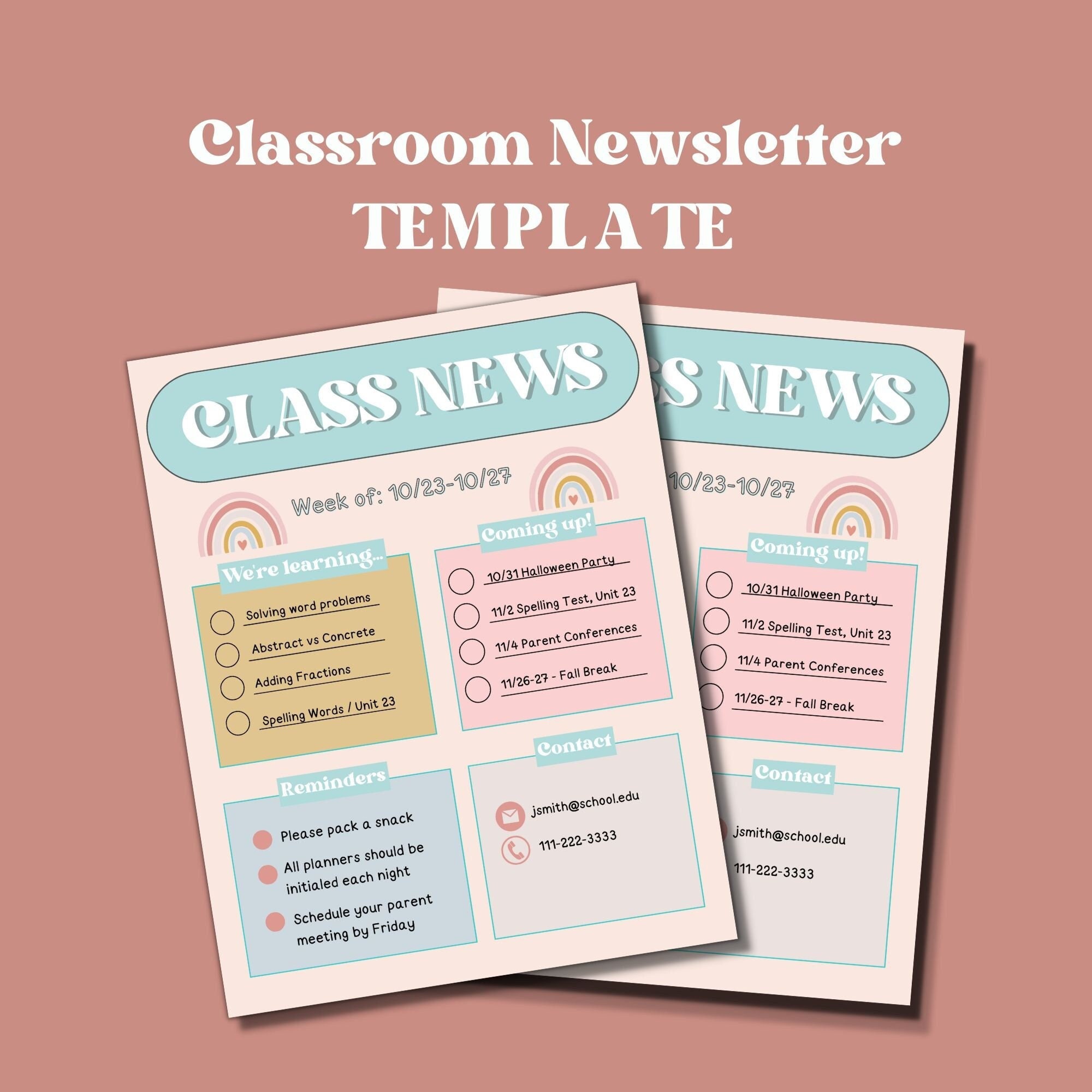 classroom-newsletter-template-back-to-school-editable-classroom-handout-teacher-template-school-newsletter-teacher-printable-boho-style-etsy for Free Printable Classroom Newsletter Templates Classroom Newsletter Template, Back to School, Editable Classroom Handout, Teacher Template, School Newsletter, Teacher Printable Boho Style - Etsy for Free Printable Classroom Newsletter Templates