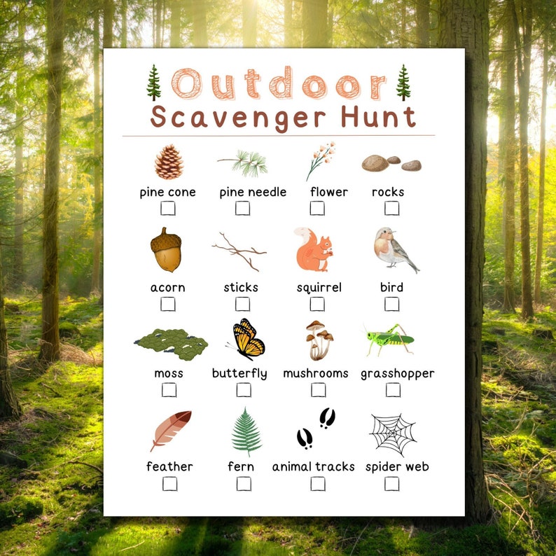 Nature Scavenger Hunt for Kids: Outdoor Birthday Activity (PDF) - Etsy