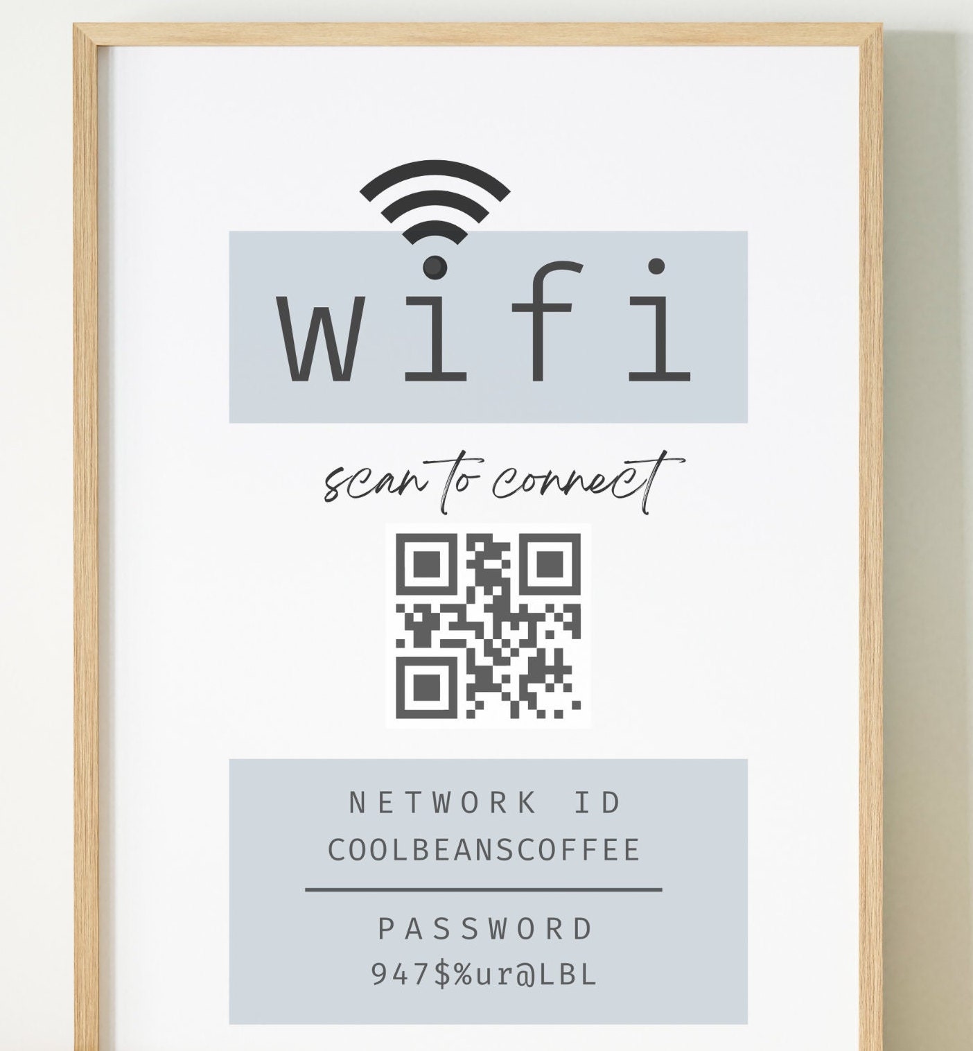 Wifi QR コード サイン、編集可能な Wi-Fi テンプレート、Airbnb