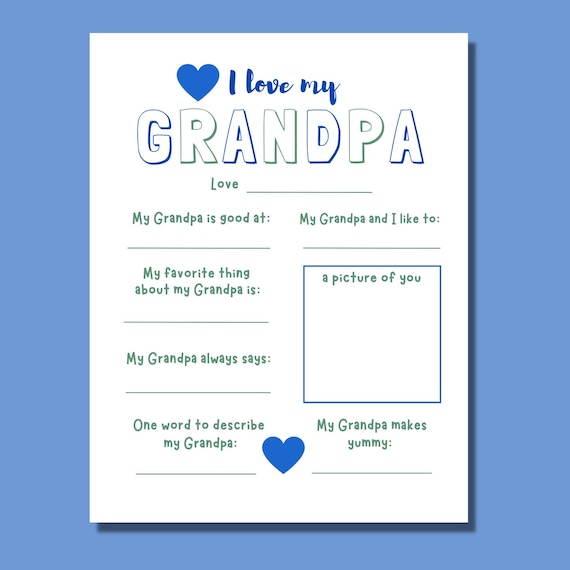 I Love My Grandpa Printable Grandparent's Day - Etsy